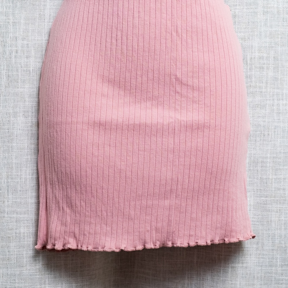 Pink Off Shoulder Rib Knit Bodycon Dress - Picture 4 of 6